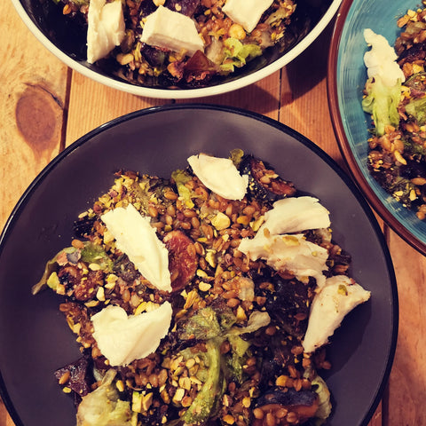Assiette petit épeautre, figues et chèvre frais 😋