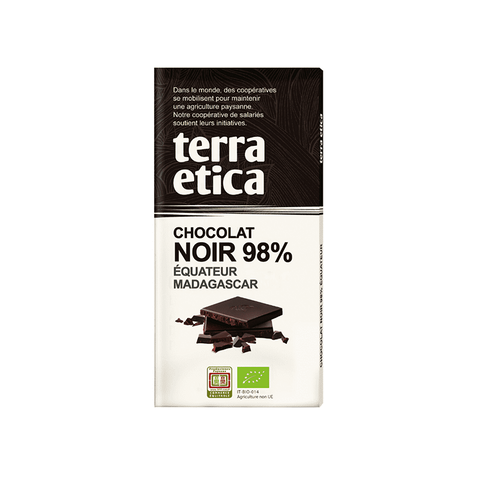 Tablette chocolat noir 98% Equateur -Côte d'Ivoire