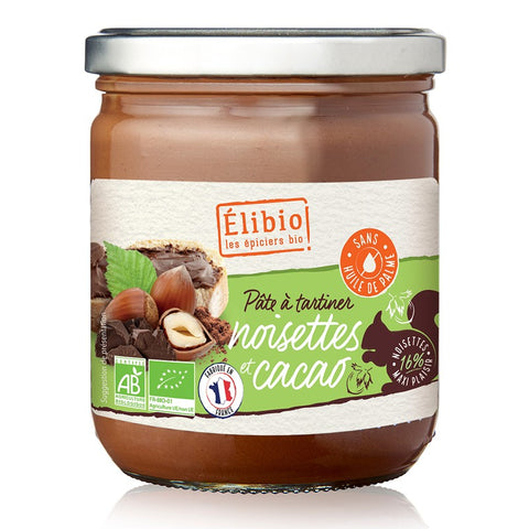 Pâte à tartiner noisettes et cacao bio